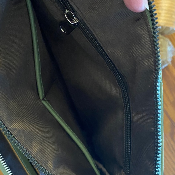Olive Green Crossbody Bag with Embroidered Strap - Picture 4 of 11